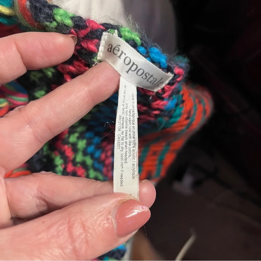 Aeropostale Multicolor Fair Isle Knit Scarf
